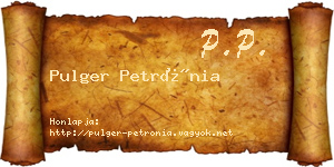 Pulger Petrónia névjegykártya
